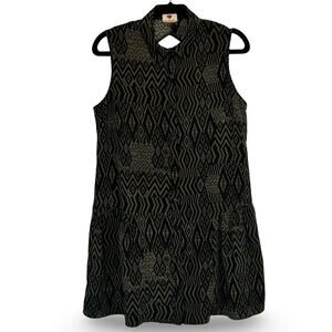Black and Gray Patterned Sleeveless Dress